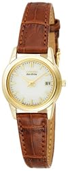 Citizen Women's GA1002-02P Eco-Drive Gold-Tone Leather Strap Dress Watch