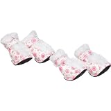 Pet Life Ultra Fur Comfort Year-Round Protective Boots in Pink & White - Large