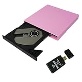 USB 2.0 Slim External CD-ROM Drive for Sony VAIO VGN-NW320F/P VGN-NW270F/P VGN-CS320J/P VGN-NW240F/P VPC-CW14FX/P VGN-CS260J/P VGN-NW310F/P VGN-CS120J/P VPC-CW15FX/P VGN-NS240E/P Laptop ( Pink ) with USB 2.0 AGPtek All-In-One Card Reader