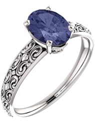 Platinum 8.00x6.00mm Oval Cut Iolite Ring -- LIFETIME WARRANTY