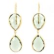 Elegant Faceted Green Amethyst Gemstone Double Teardrop Dangle Earrings in Textured Gold Vermeil, #7424