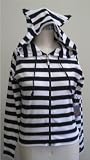 Living Dead Souls BLACK & WHITE STRIPED KITTY EAR Hoodie in Black