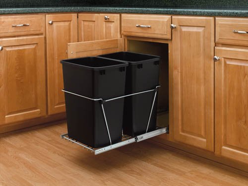 Rev-A-Shelf RV-18KD-18C S Double 35 Qt. Containers - Polymer-Black