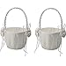 Micromall 2pcs Satin Rose Ribbon Flower Girl Basket for Wedding Party Ivory White