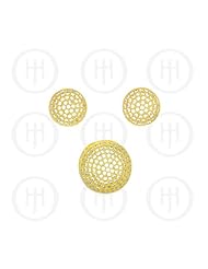 Sterling Silver -Micro Pave Earrings Pendant Set Yellow Gold (PS-1003-