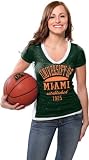 Miami Hurricanes Women's Forest Green Side Stripe Jersey Burnout V-neck T-Shirt