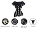 Charmian Women's Spiral Steel Boned Steampunk Retro Brocade and Leather Overbust Corset with Jacket and Belt Black Small