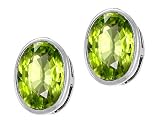 2.00 cts Genuine Oval Peridot Earring Studs - 14kt White or Yellow Gold