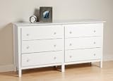 White Dresser with 6 Drawers - Berkshire Collection