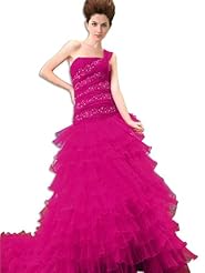  Lace Sequined Fitted Tulle One Shoulder  Ball Gown Quinceanera Dress 