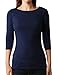 RubyK PREMIUM Womens Fitted 3/4 Sleeve Boat Neck Soft Jersey Top