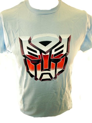  Transformers Mens T-Shirt -Autobot Symbol on Light Blue