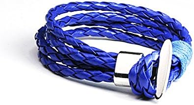 Deep Blue Korea Style Hand-knitted Rope Multi Three 3 Layers Bracelet Bangle Chain for Men Boys
