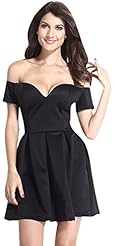 Off the Shoulder Polyester/Spandex Cocktail Skater Dress/Evening Dress/Party Dress/Mini Dress 