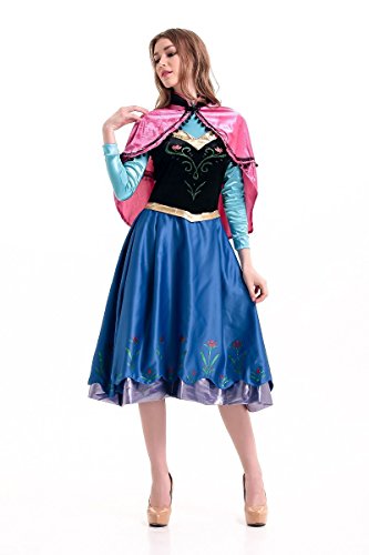 Disney Frozen Inspired Anna Winter Dress Adult Costume Halloween Cosplay S-XL (L)