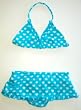 Girls 2 PC Skirtini Bikini Turq/WhiteHearts Two-Piece Swimsuit by In Gear. Sizes 4/5 to 14/16.