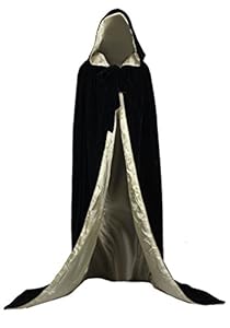 AngelWardrobe Halloween Hooded Cloak MEDIEVAL Various Colors Wedding Cape SCA Black-Gold XXXL