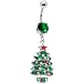 Emerald Green Gem Holiday Christmas Tree Belly Ring