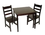 Lipper International Child's Square Table And Two Chairs - Espresso
