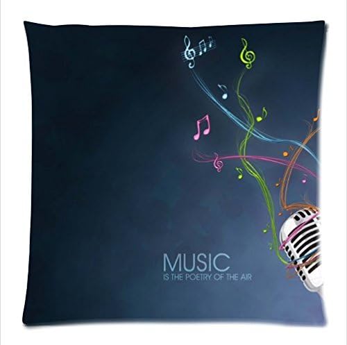 Personalized funny music notes pattern soft Satin bolster case pillowcase,Zipper pillow cases 18"(W)x18"(L)twin sides