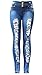 Juniors Womens High Waist Stretch Blue Denim Distressed Jeans Ripped Pants K273