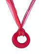 Necklace - N228 - Small Round Shell (1-5/8") hung on 5-Strand Organza Cord ~ Red