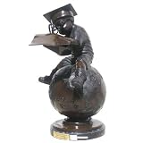 Lil Student on Globe Bronze Statue on Marble Base