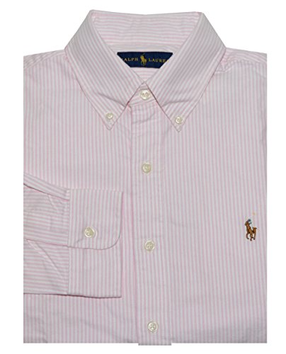 Polo Ralph Lauren Men's Long Sleeve Button Down Shirt-Pink/White-Large Polo Ralph Lauren Men's Long Sleeve Button Down Shirt-Pink/White-Large