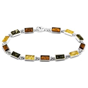 Amber by Graciana - 40199 - Bracelet Femme Simple - Argent 925/1000 - Ambre Multicolore 19cm