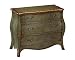 3 Drawer Bombe Chest In Antique Green With Gold