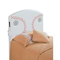 Baseball Upholstered Headboard with Speaker - White (Twin)