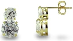 14KT Yellow Gold 2.7 CTW Two-Stone CZ Earrings