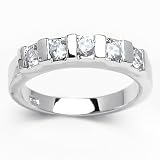 Simple Solid Sterling Silver Cubic Zirconia Rhodium Plated Rings