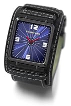 Lambretta Masetti Black Ip Plated Steel Case Mens Blue Dial and Leather Strap Watch LA2059/BLU