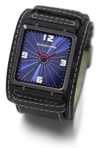Lambretta Masetti Black Ip Plated Steel Case Mens Blue Dial and Leather Strap Watch LA2059/BLU