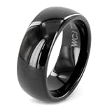 Black Plated Domed Tungsten Carbide Ring (8.0mm) - Sizes 6 - 13
