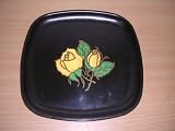 Couroc Monterey Inlaid Black Phenolic Tray Yellow Rose