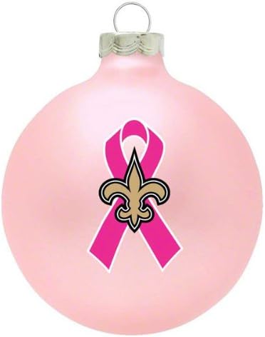 New Orleans Saints NFL Breast Cancer Awareness Pink Traditional 2 3/4" Glass Christmas Ornament