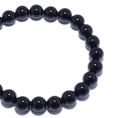 Natural-Genuine-Black-Onyx-Gem-Beads-maxin-Bling-Jewelry-8MM-Semi-Precious-Gemstones-Energy-Stone-Healing-Power-Pink-Crystal-elastic-Stretch-Stone-Loose-Bracelet-Set-Unisex