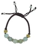 Brilliant Color Jade Beads Alternate with Pi Disc Which Defines Endless Cycle of Life - Jade Bracelet Made with Brown Cord