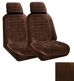Set of 2 Universal Fit Low Back Regal Pattern Front Bucket Seat Cover - Brown