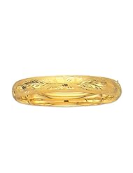 14K Yellow Gold 08" 10.0mm Flourentine Round Domed Classic Bangle With Clasp