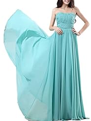 Plus Size A-line Strapless Floor Length Chiffon Evening Dress/Bridesmaid Dress/Prom Dress/Party Dress 