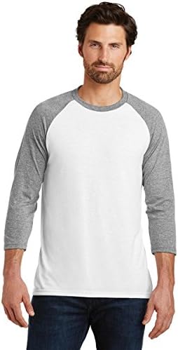 Threaded Sports Men's Baseball Crew Neck Cotton 3/4 Sleeve Essential Raglan T-Shirts Grey/White M