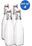 Bormioli Rocco Swing Top Glass Bottles, 8.5 Ounce - Set of 4