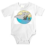 Onesie with shark, message, bottle, ocean, animal