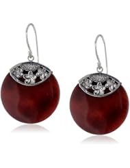 Sterling Silver Bali Round Shell Drop Earrings