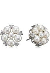 Bella Pearl White Cluster Freshwater Pearl Stud Earrings