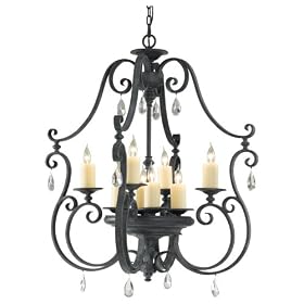 Murray Feiss F2274 4+4AF King's Table Eight-Light Chandelier, Antique Forged Iron with... by Murray Feiss