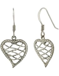 Sterling Silver Heart Wire Dangle Earrings